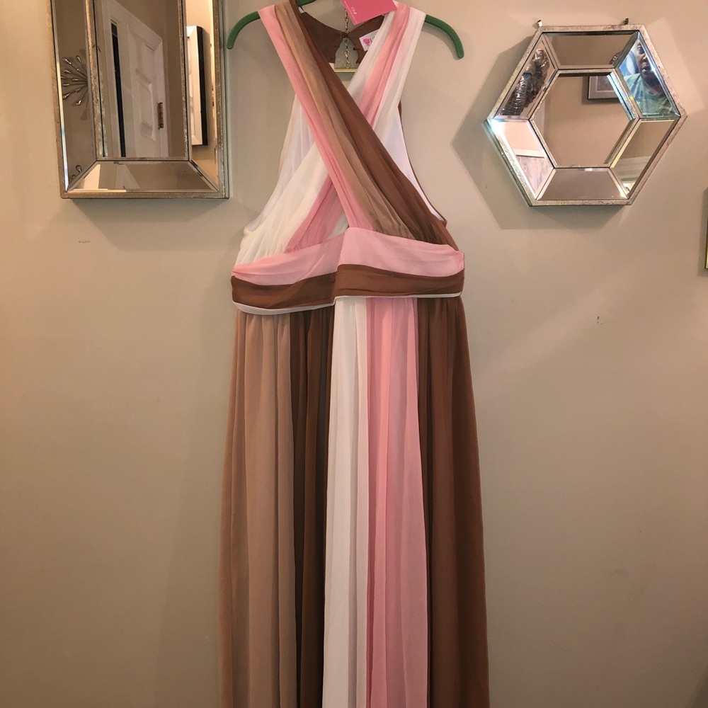Neapolitan Crisscross Color Block Maxi Dress